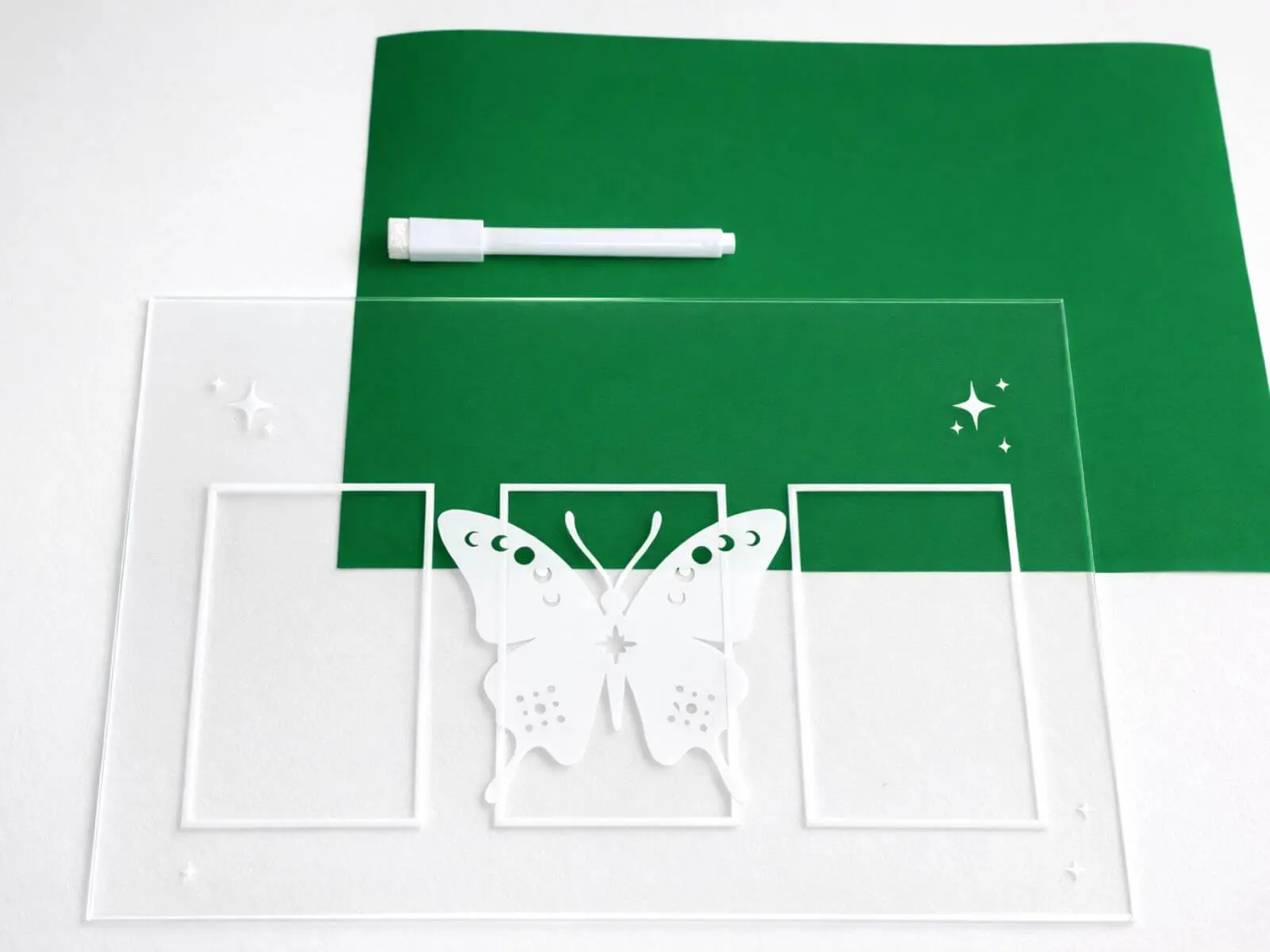 Planche de tirage fond vert 3 cartes effaçable avec stylo – Mystic Garden By K