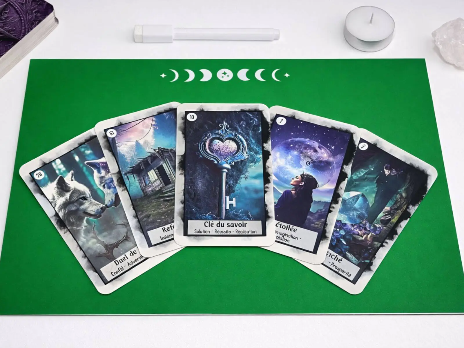 Planche de tirage fond vert symboles astrologiques – Mystic Garden By K