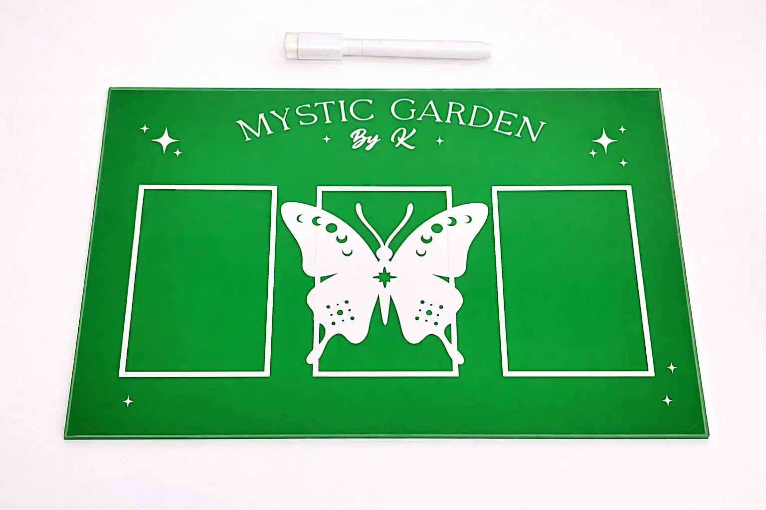 Planche de tirage verte 3 cartes motif papillon – Mystic Garden By K