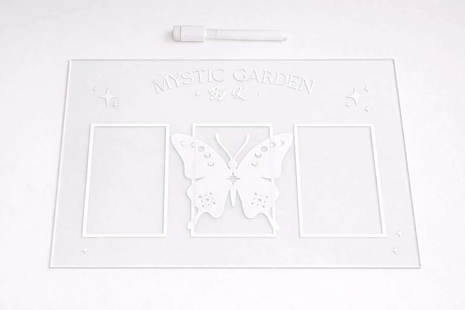 Planche de tirage transparente 3 cartes motif papillon – Mystic Garden By K
