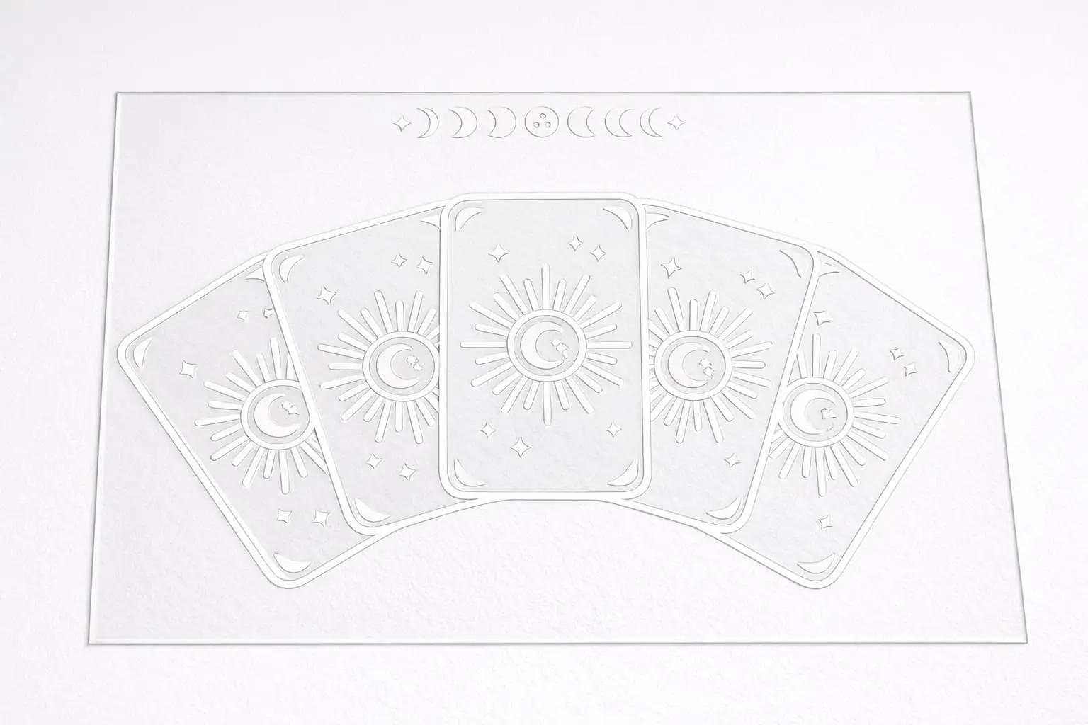 Planche de tirage transparente 5 cartes symboles lunaires – Mystic Garden By K